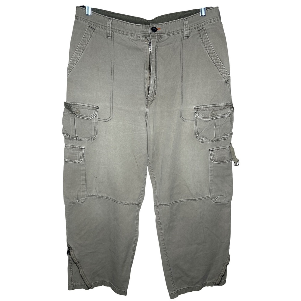 Sideout Men's Cargo Pants 36x30 Utility Multi Pocket Ankle Zip Cotton Streetwear